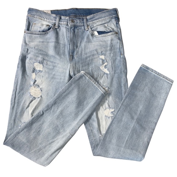 H&M Other - H&M Skinny Coupe Moulante Jeans Light Wash Distressed Denim Mens 32x32 Casual